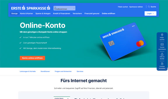 Jetzt im Mai 2024 ein Online Konto mit gratis Kreditkarte bei der Erste Bank eröffnen